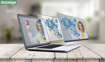 praesentation frau laptop