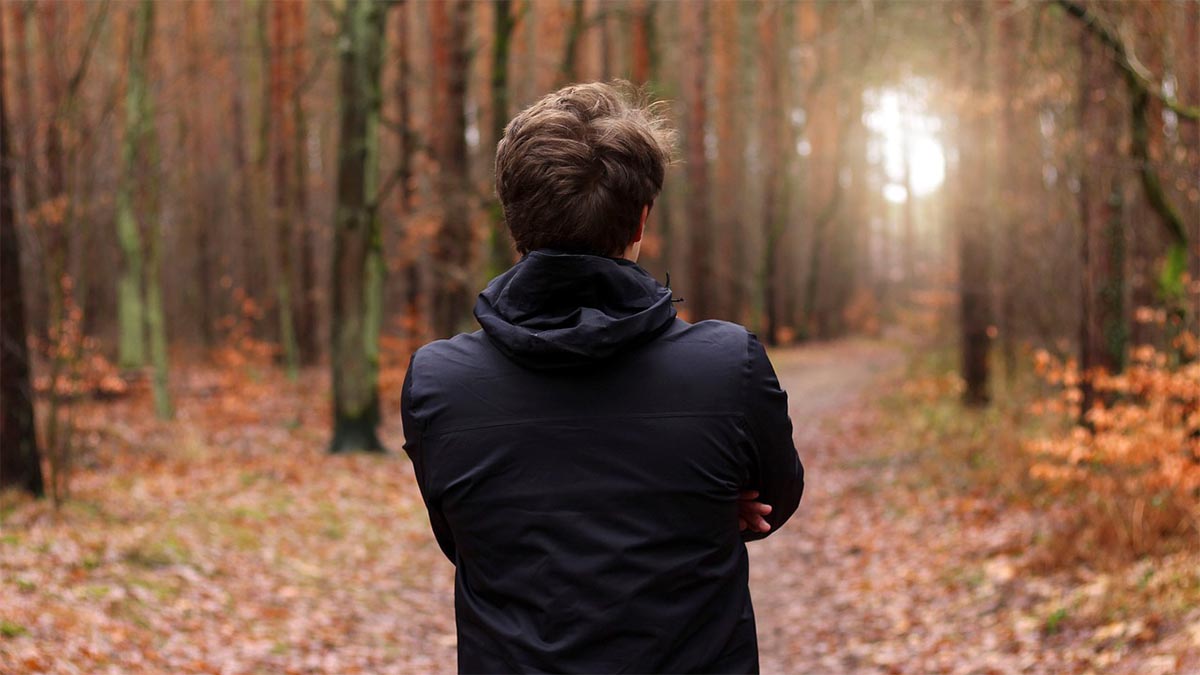 mann jacke wald herbst
