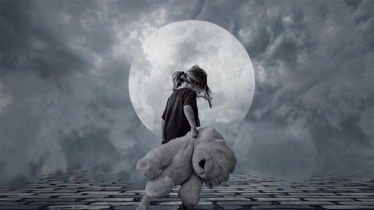 Schlaflosigkeit bei Vollmond vollmond maedchen teddy