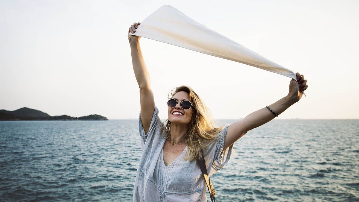 frau segeltuch freude sommer