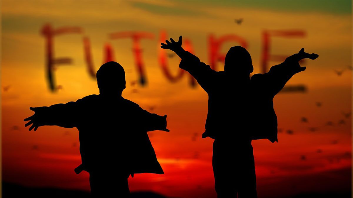 Hoffnung für die Zukunft kinder-jubeln-schatten-future
