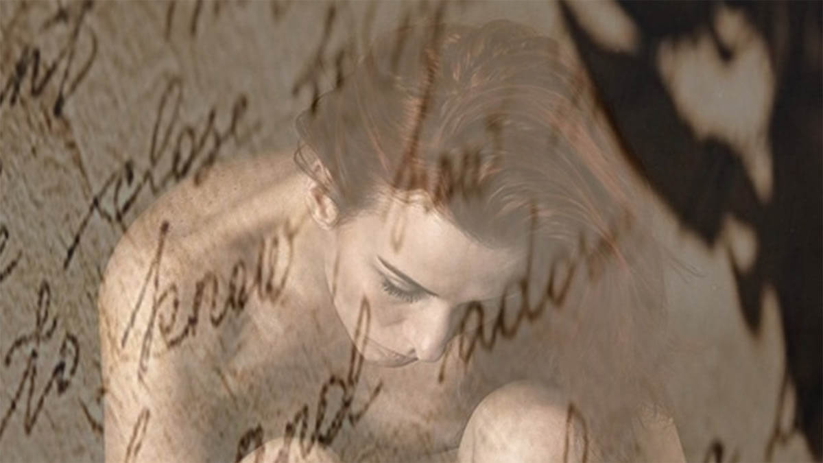 schrift frau traurig