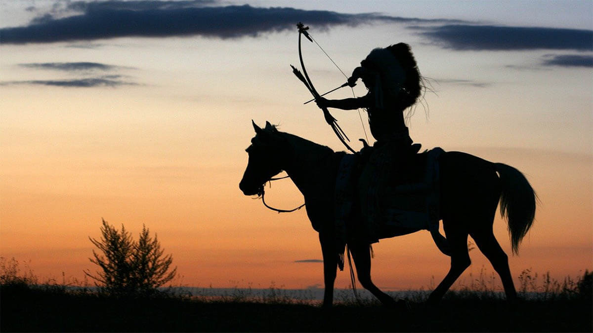 indianer krieger abendsonne