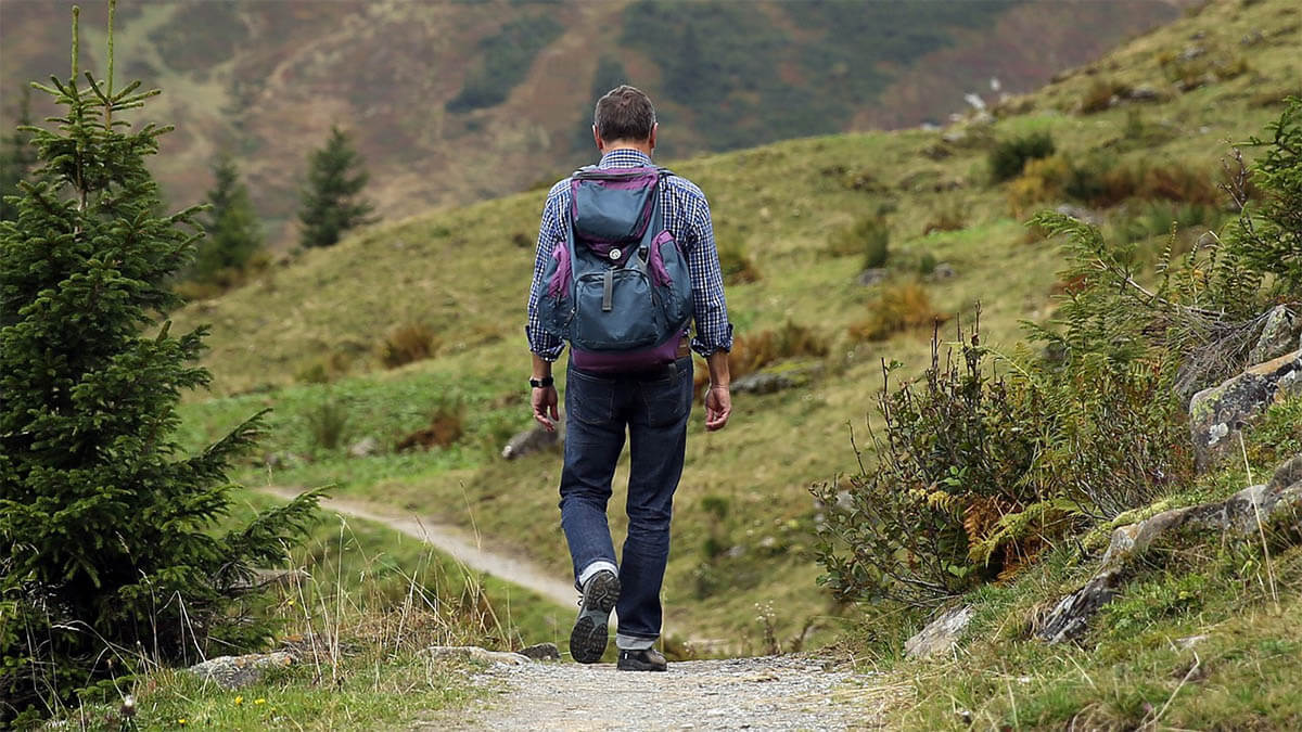 mann wandert natur weg