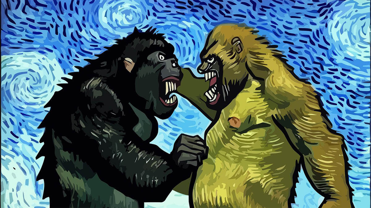 weisser-schwarzer-gorilla
